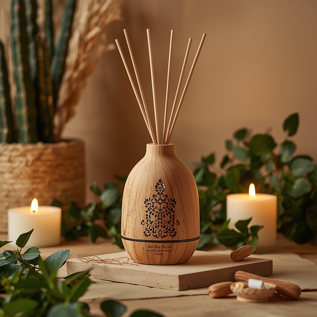 Bright studio space with aroma candles curing on shelves and natural light